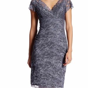 NWT Marina Gunmetal Sequin Lace Dress Size 16P